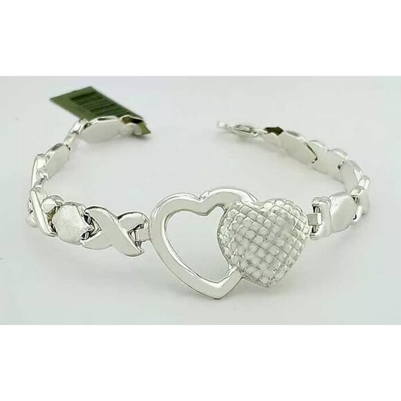 Diamond Cut X & O Hebracelet .925 Sterling Silver
